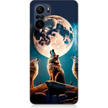 Teknomeg Xiaomi Poco F3 Uyumlu 3 Kurt ve Dolunay Desenli Silikon Kılıf