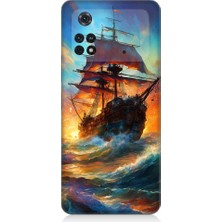 Teknomeg Xiaomi Poco M4 Pro Uyumlu Kızıl Deniz Yelkenli Gemi Desenli Silikon Kılıf