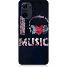 Teknomeg Xiaomi Poco F3 Uyumlu I Love Music Desenli Silikon Kılıf