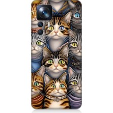 Teknomeg Xiaomi Mi 12T Uyumlu Sevimli Kediler Desenli Silikon Kılıf