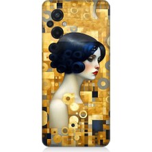 Teknomeg Xiaomi Poco M5 Uyumlu Altın Desnlerle Kadın Desenli Silikon Kılıf