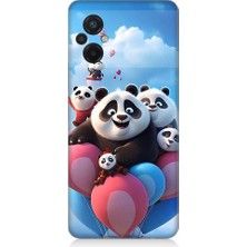 Teknomeg Xiaomi Poco M5 Uyumlu Sevimli Pana Ailesi Uçan Balon Desenli Silikon Kılıf