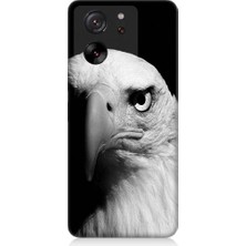 Teknomeg Xiaomi Mi 13T Pro Uyumlu Siyah Beyaz Kartal Başı Desenli Silikon Kılıf