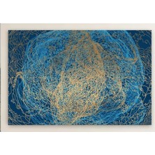 Lifeart Kanvas Mavi ve Gold Uyumu Dekoratif Kanvas Tablo