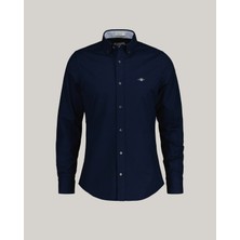 Gant Erkek Lacivert Slim Fit Düğmeli Yaka Logolu Gömlek 3230115.410