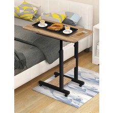 servetavcı Yükseklik Ayarlı Hasta Sehpası - Atlantik Çam 70X40 (Tekerli) Oval Kenar