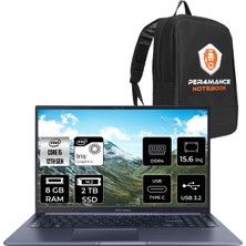 Asus Vivobook 15 Intel Core I5 1235U 8gb 2tb SSD 15.6'' Fhd Fdos Taşınabilir Bilgisayar X1502ZA-EJ1069 & Per4 Çanta EJ1069P35