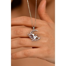 Roza Silver Rodyum Ay Perisi 925 Ayar Gümüş Kadın Kolye