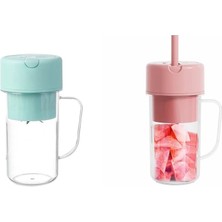 Pengfu Shop Pembe Tarzı Elektrikli Meyve Sıkacağı Mini Taşınabilir Blender Meyve Karıştırıcılar Sıkacakları Çok Fonksiyonlu Meyve Suyu Yapımcısı Makinesi Blender Samanla (Yurt Dışından)