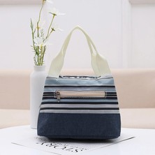 ZhuningShop3 E Stili Moda Çizgili Öğle Yemeği Çantası Kore Tarzı Kadın Yalıtımlı Öğle Yemeği Kutusu Çanta Termal Bento Kılıfı Tote Soğutucu Çanta Konteyner Çanta (Yurt Dışından)