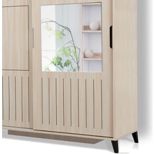 Pasific Home Huga Sürgülü 2 Kapaklı Aynalı Gardırop, Meşe, 140 cm