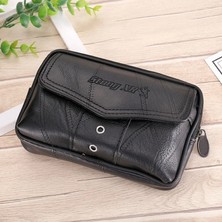 ZhuningShop3 Travers-Siyah Tarzı Erkek Bel Çantası Erkekler Bel Çantası Cüzdan Sığır Derisi Deri Klasik Doku Narin Tasarım Iş Telefon Kemeri Için Katı Çanta Bum Kılıfı (Yurt Dışından)