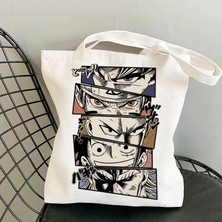 ZhuningShop3 No.18 Tarzı Tek Parça Manga Baskı Büyük Kapasiteli Alışveriş Çantası Kanvas Tote Çanta Kadın Geri Dönüşümlü Çanta Japon Anime Harajuku Omuz Çantası (Yurt Dışından)