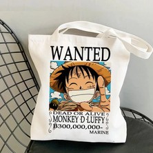 ZhuningShop3 No.18 Tarzı Tek Parça Manga Baskı Büyük Kapasiteli Alışveriş Çantası Kanvas Tote Çanta Kadın Geri Dönüşümlü Çanta Japon Anime Harajuku Omuz Çantası (Yurt Dışından)