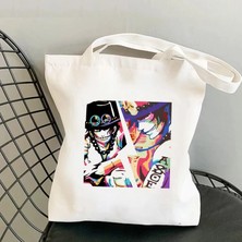 ZhuningShop3 No.18 Tarzı Tek Parça Manga Baskı Büyük Kapasiteli Alışveriş Çantası Kanvas Tote Çanta Kadın Geri Dönüşümlü Çanta Japon Anime Harajuku Omuz Çantası (Yurt Dışından)