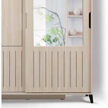 Pasific Home Huga Sürgülü 2 Kapaklı Aynalı Gardırop, Meşe, 150 cm