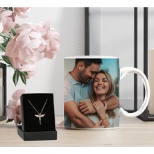 Giftstime Kişiye Özel Fotoğraflı Beyaz Kupa ve Melek Kolye
