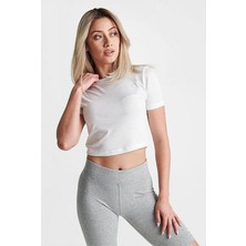 Nike Air Baskılı Crop Transparan Kadın Krem T-Shirt (Slim Fit)