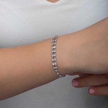 Serra Jewels Gümüş Zirkon Taşlı Çift Sıra Kadın Bileklik