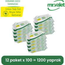 Mr. Valet Mr Valet Yüzey Temizlik Havlusu Limon Yağı Özü-Beyaz Sirke-Karbonat 100 Adet x 12’li