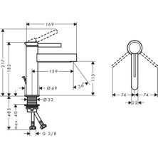 Hansgrohe Finoris Tek Kollu Lavabo Bataryası 110 Kumandalı 76020000