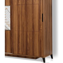 Pasific Home Huga Sürgülü 2 Kapaklı Aynalı Gardırop, Ceviz ,120 cm