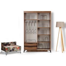 Pasific Home Huga Sürgülü 2 Kapaklı Aynalı Gardırop, Ceviz ,120 cm