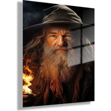 Gaagart Temperli Gerçek Cam Tablo Yüzüklerin Efendisi Gandalf Portresi
