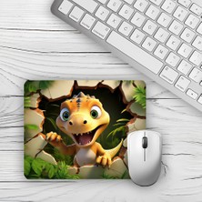 Moddy Store 3D Sarı Dinozor Orman Tasarım Baskılı Kaydırmaz Taban 18X22 cm Mouse Pad