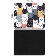 Moddy Store Şirin Rengarenk Kediler Tasarımlı Baskılı Kaydırmaz Taban 18X22 cm Mouse Pad