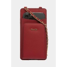 Louisiana Polo Grande Hakiki Deri Kadın Telefon Çantası Bordo 2783