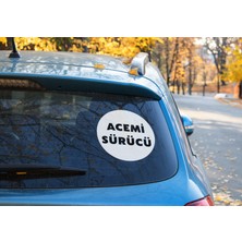 Sb Store Acemi Sürücü Sticker Etiket 15CM - Beyaz Renk - (araç camı içerisinden yapıştırılır)