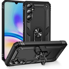 Case World Samsung Galaxy A05S Kapak Military Yüzüklü Stantlı Panzer Tank Kılıf - Siyah