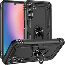 Case World Samsung Galaxy A25 Kapak Military Yüzüklü Stantlı Panzer Tank Kılıf - Siyah