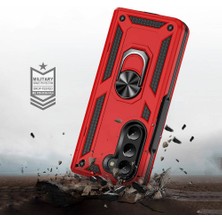 Case World Samsung Galaxy Z Fold 5 Kapak Military Yüzüklü Stantlı Panzer Tank Kılıf - Kırmızı