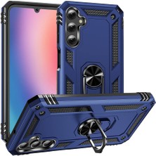 Case World Samsung Galaxy A25 Kapak Military Yüzüklü Stantlı Panzer Tank Kılıf - Lacivert