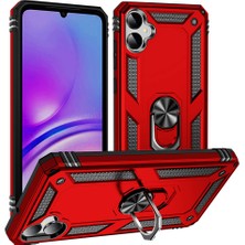 Case World Samsung Galaxy A05 Kapak Military Yüzüklü Stantlı Panzer Tank Kılıf - Kırmızı