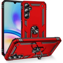 Case World Samsung Galaxy A05S Kapak Military Yüzüklü Stantlı Panzer Tank Kılıf - Kırmızı