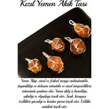 Tesbih Atölyesi Sertifikalı Ham Tel Sargılı Kızıl Yemen Akik Taşı Kolye