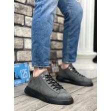 Bpm BA0331 Bağcıklı Erkek Yüksek Taban Füme Cilt  Spor Ayakkabı
