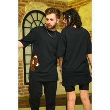 BAV Butik Ayvitrin Sevgili Çift Kombini Unicex Oversize Ayı Nakışlı T-Shirt