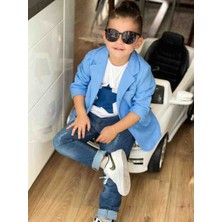 Poyraz Kids Erkek Çocuk  Ceket Tişört Kot Pantalon Jean 3 Lü Takım Bayramlık Kombin