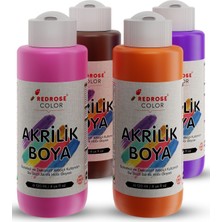 Red Rose Ara Renkler Akrilik Boya 4'lü Set 4X120 ml Dekoratif, Hobi Amaçlı, Sanatsal, Canlı Renkler