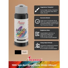 Red Rose Siyah Akrilik Boya 60 ml Sanatsal, Dekoratif, Hobi Amaçlı, Canlı Renkler