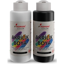 Red Rose Beyaz-Siyah Akrilik Boya 2'li Set 2X120 ml Dekoratif, Hobi Amaçlı, Sanatsal, Canlı Renkler