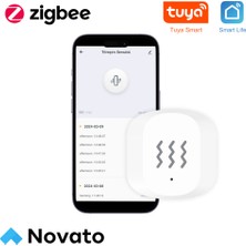 Novato Zigbee Titreşim Sensörü ( Tuya, Smart Life, Home Assistant, Zigbee2MQTT Uyumlu ) Seviye Ayarlı, Titreşim, Eğim, Düşme Algılama