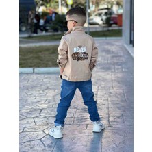 Poyraz Kids Erkek Çocuk Zincir Detaylı Ceket Mavi Kot Pantalon ve Kısa Kol Tişört Konbin Takım Giyım Bayramlık