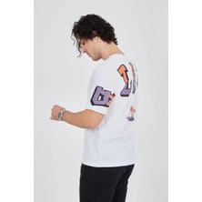 Tarz Yeri Erkek Ön ve Arka Baskılı T-Shirt - Beyaz