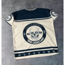 Tarz Yeri Erkek Oversize Dijital Baskılı Kuru Kafa T-Shirt - Beyaz
