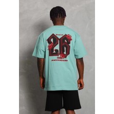Tarz Yeri Unisex Oversize Baskılı Bisiklet Yaka T-Shirt - Mint Yeşili